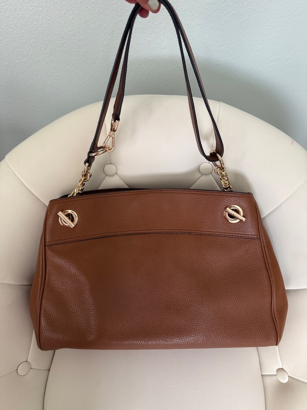 Michael Kors Jet Set Chain Legacy Shoulder Bag Chestnut Brown Pebbled Leather - Picture 5 of 16